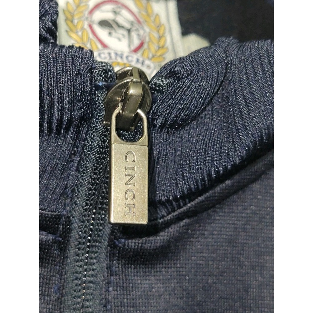 Cinch Pullover Sweatshirt Mens L Navy Blue 1/4 Zip Mock Neck Long Sleeve Logo - Picture 5 of 8